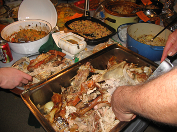 Hand serving turkey. Photo by TA.
